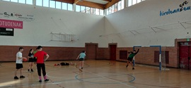 Mixed handball team training
